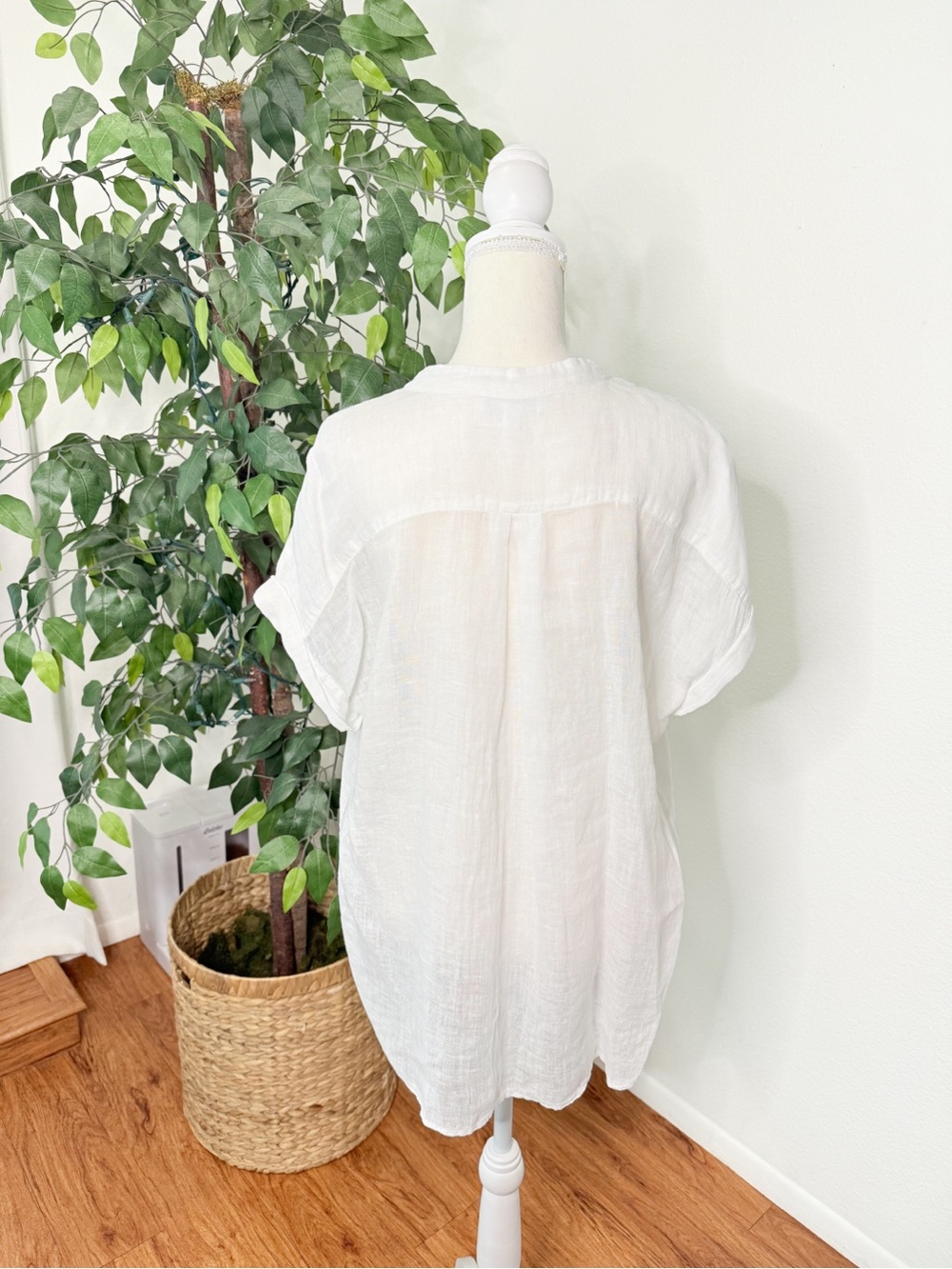 The White Label Company 100% Linen White Tunic Blouse US 10 - Picture 5 of 8